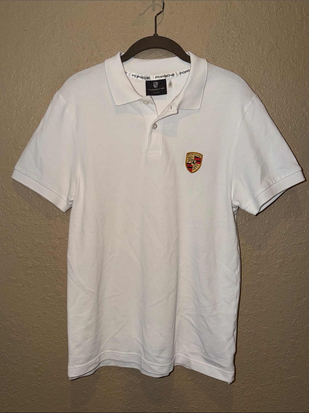 NWOT $129 Sz S Porsche White Polo with Embroidered Crest